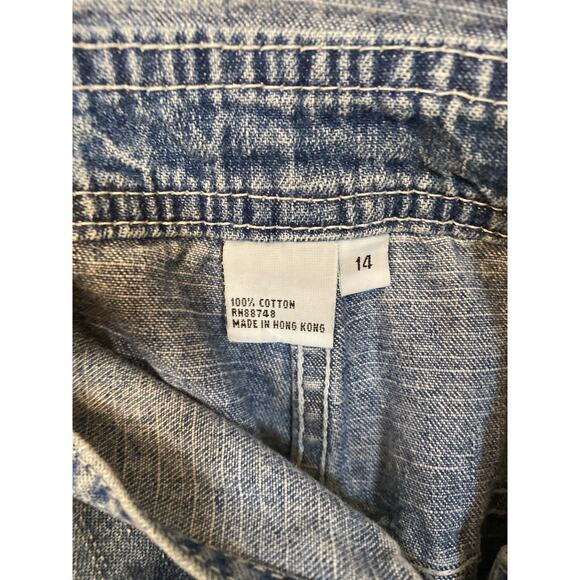 The Territory Ahead Blue Jean Denim Short Overalls Size 14 XL 100% Cotton - Picture 5 of 6